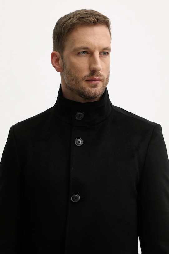 BOSS płaszcz wełniany czarny 50551078