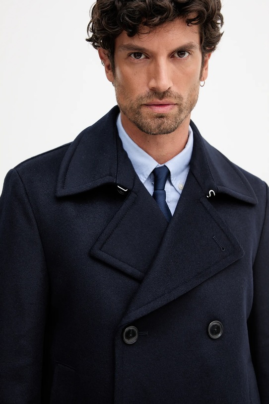 Kabát s prímesou kašmíru BOSS tmavomodrá 50551081
