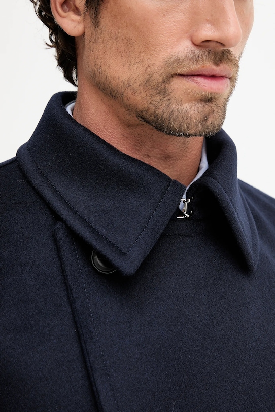 Kabát s prímesou kašmíru BOSS 50551081 tmavomodrá