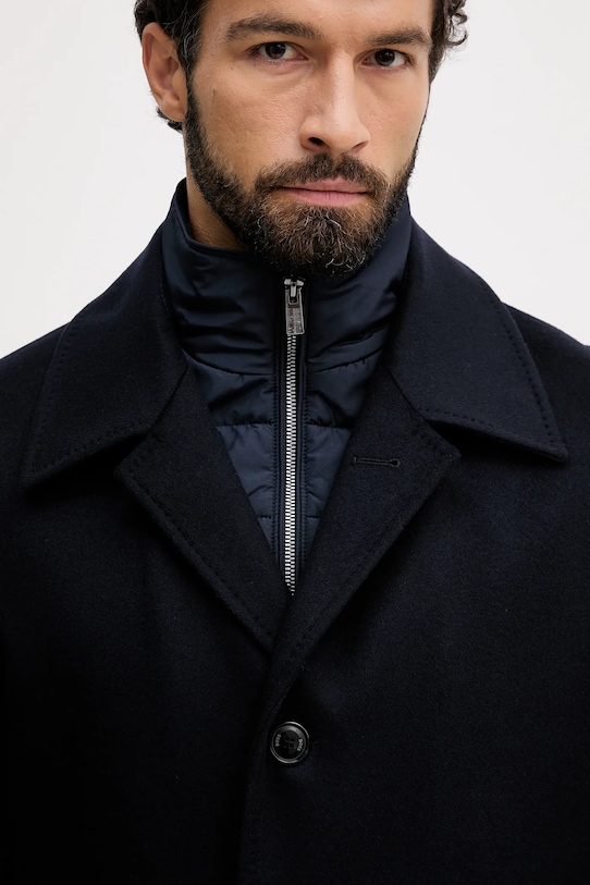 Вълнено палто BOSS 50551087 тъмносин