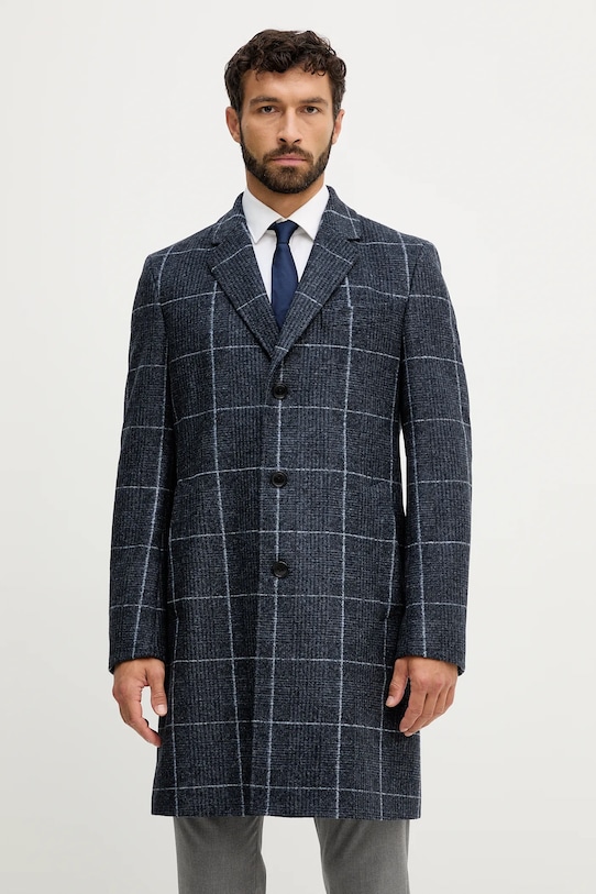 BOSS palton de lână cu captuseala bleumarin 50551092