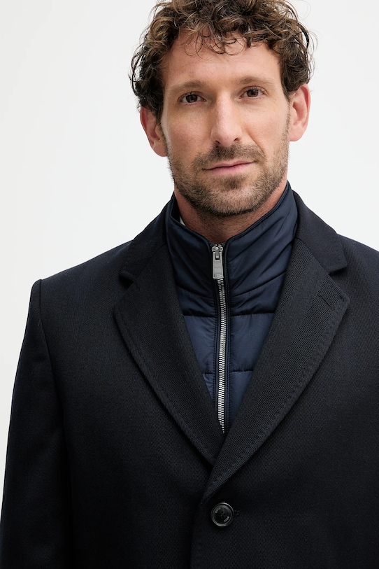 BOSS płaszcz z wełną 50551117 granatowy