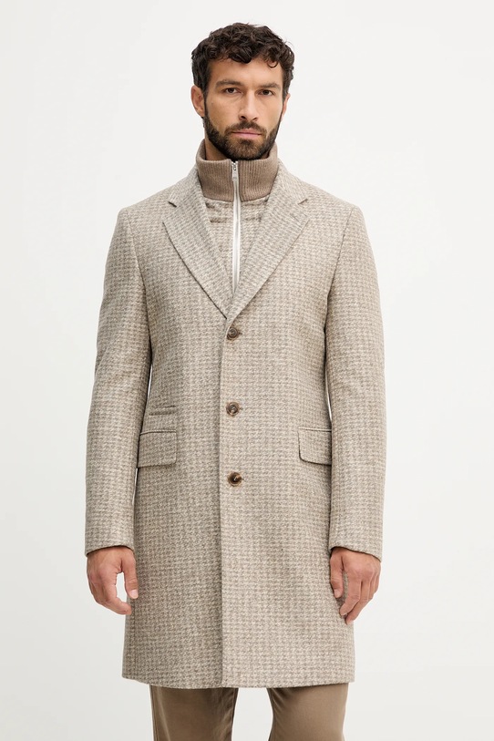 BOSS gyapjú kabát enyhén szigetelt barna 50551612