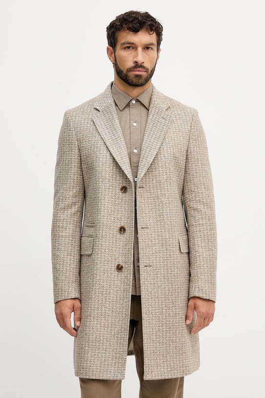 BOSS gyapjú kabát barna 50551612