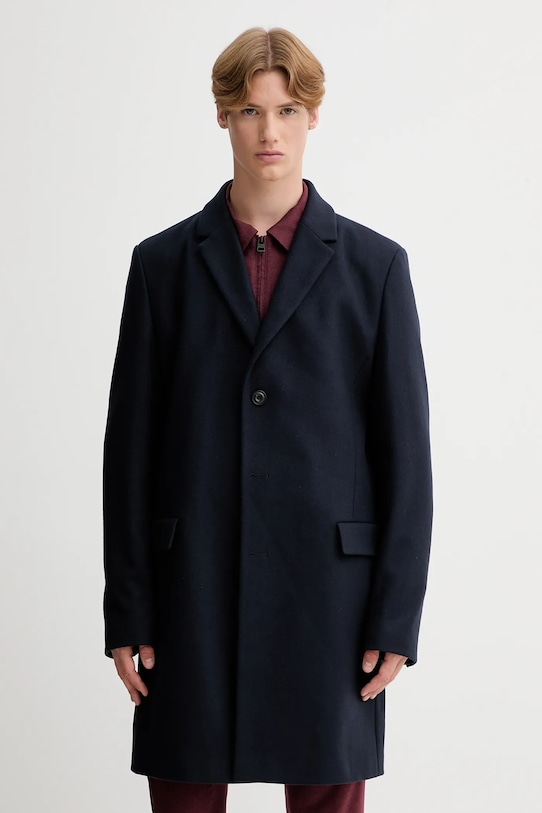 HUGO palton de lână cu captuseala bleumarin 50546528