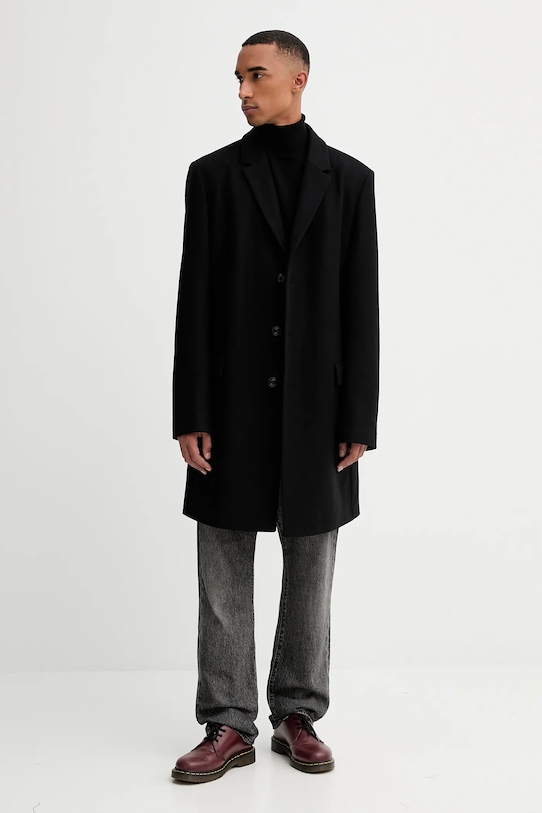 HUGO płaszcz z wełną 50546528 czarny AW25