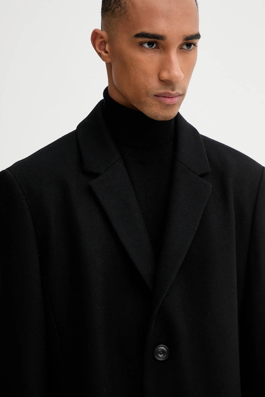 HUGO płaszcz z wełną czarny 50546528