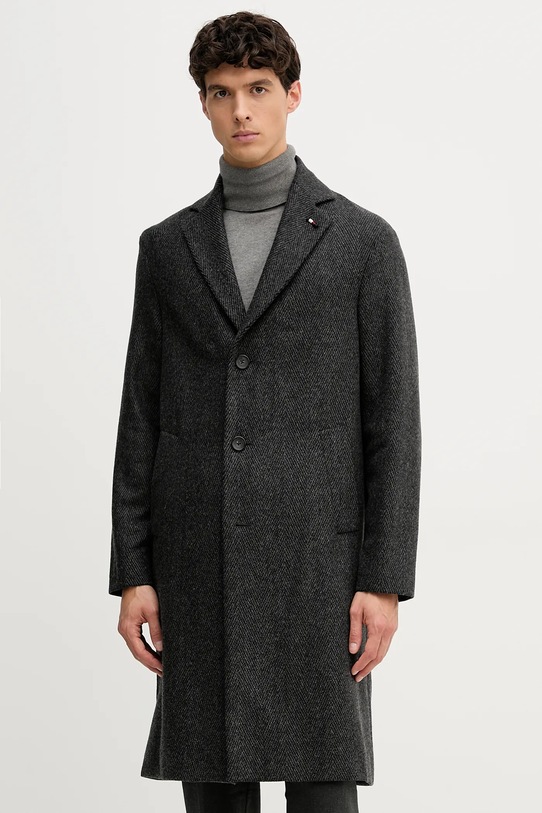 Tommy Hilfiger płaszcz z dodatkiem wełny bez kaptura szary FSTHL4027.FSTH604