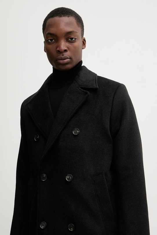 Abercrombie & Fitch płaszcz z dodatkiem wełny czarny KI132.5187.900