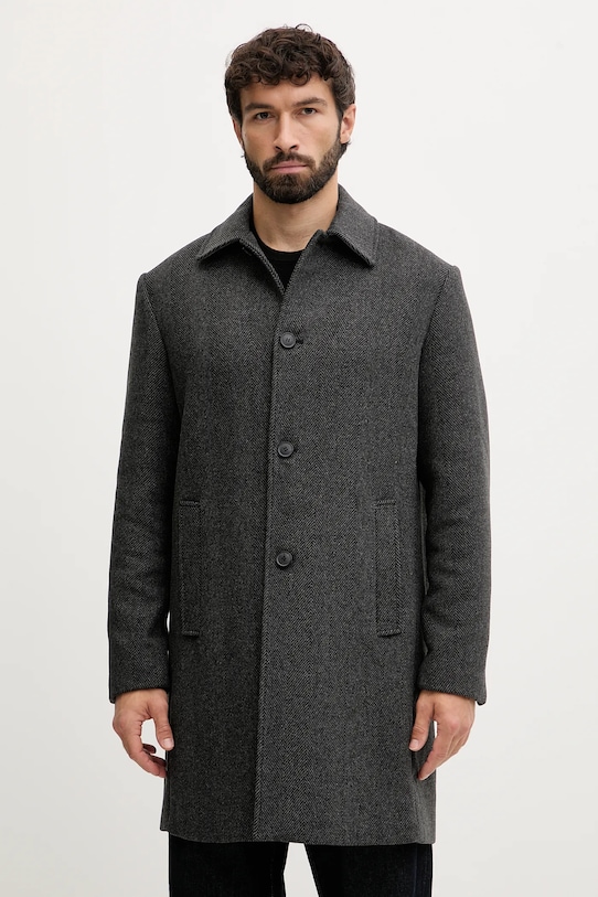 Пальто с добавлением шерсти United Colors of Benetton с подкладкой серый 2C4VUN06U