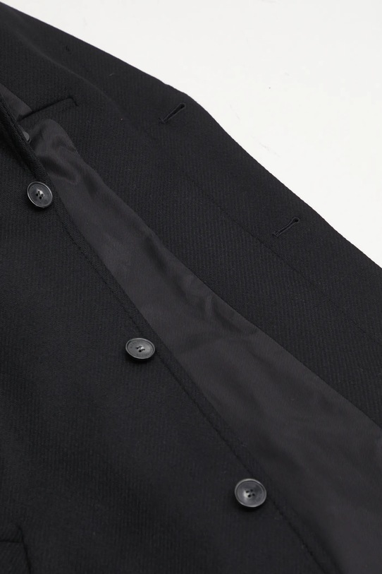 Maison Kitsuné płaszcz wełniany Tailored czarny PM02205WM2030