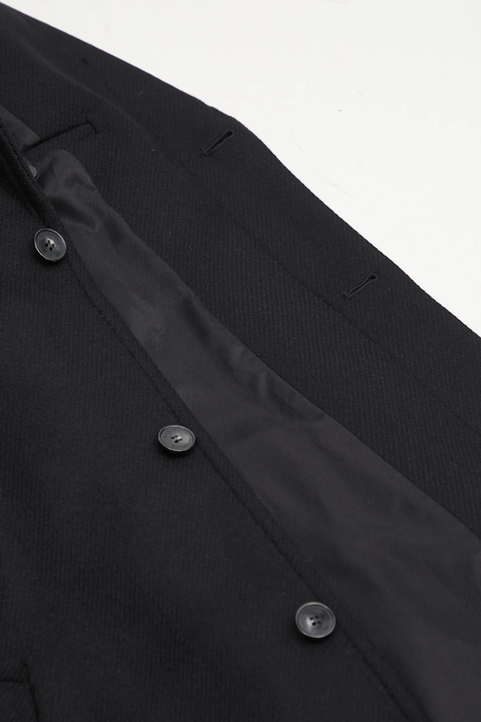 Maison Kitsuné płaszcz wełniany Tailored czarny PM02205WM2030