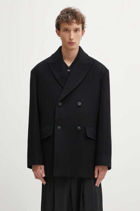 Ader Error płaszcz wełniany COAT nieocieplane czarny BO42FYCT0102BK