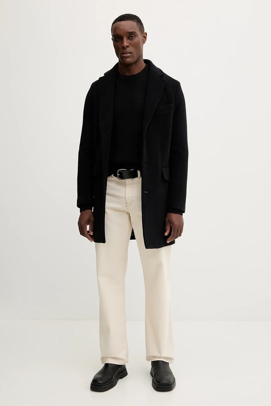 Trussardi płaszcz z dodatkiem wełny 8022M000005N granatowy AW25