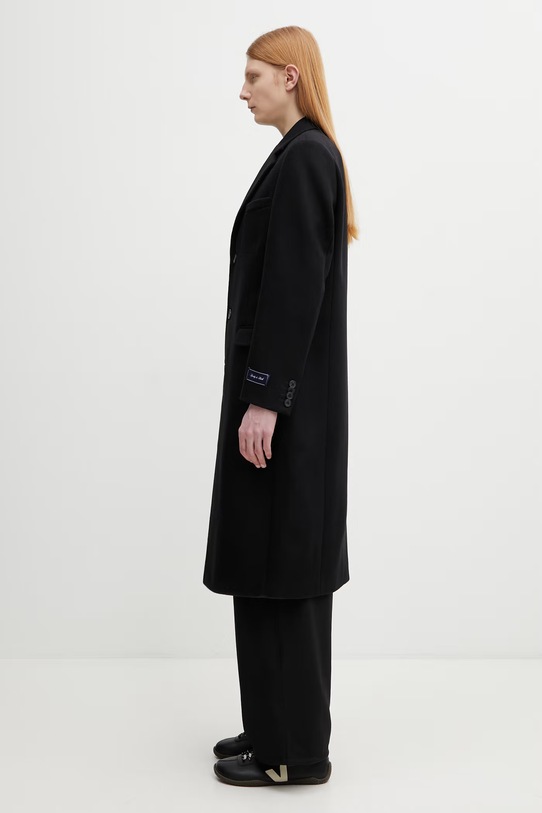 Палто с вълна Sporty & Rich Signature Logo Wool OW04962326BA01 черен AW25