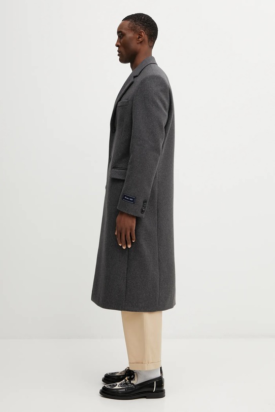 Sporty & Rich płaszcz z dodatkiem wełny Signature Logo Wool OW04962326GY11 szary AW25