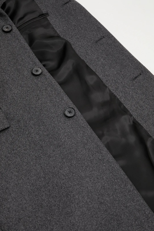 Sporty & Rich płaszcz z dodatkiem wełny Signature Logo Wool OW04962326GY11 szary