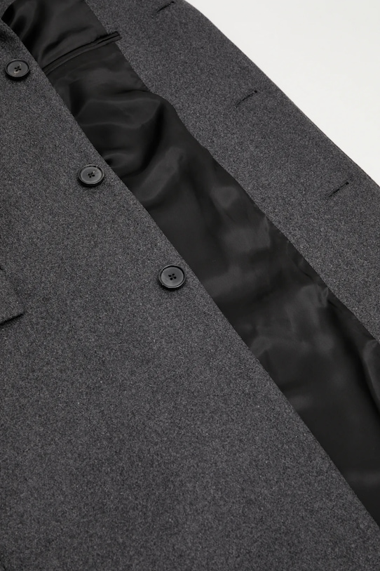 Sporty & Rich płaszcz z dodatkiem wełny Signature Logo Wool OW04962326GY11 szary