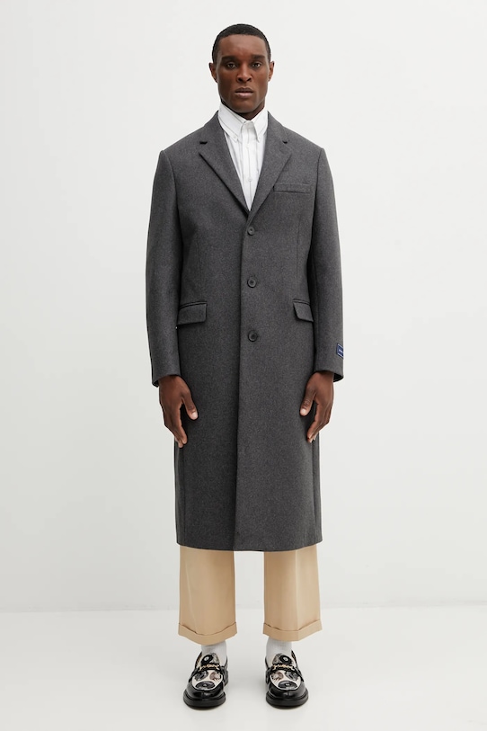 Sporty & Rich płaszcz z dodatkiem wełny Signature Logo Wool OW04962326GY11