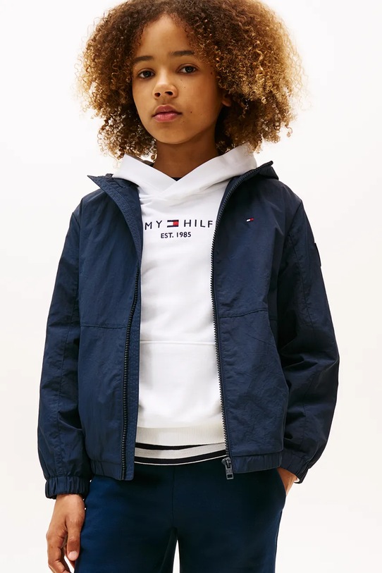 Дитяча куртка Tommy Hilfiger з капюшоном темно-синій KB0KB09737.128.176.9BYA