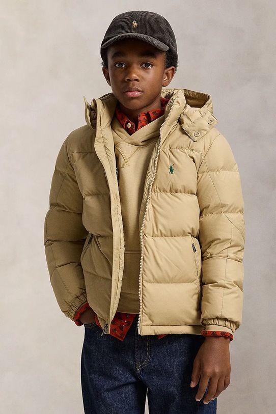 Dětská péřová bunda Polo Ralph Lauren s podšívkou béžová 323969861003