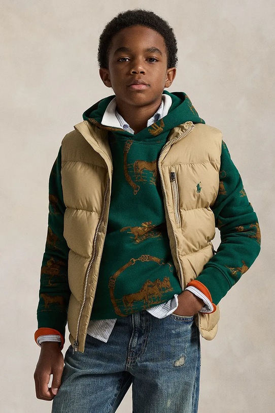 Polo Ralph Lauren gilet da bambino foderato beige 323969863003