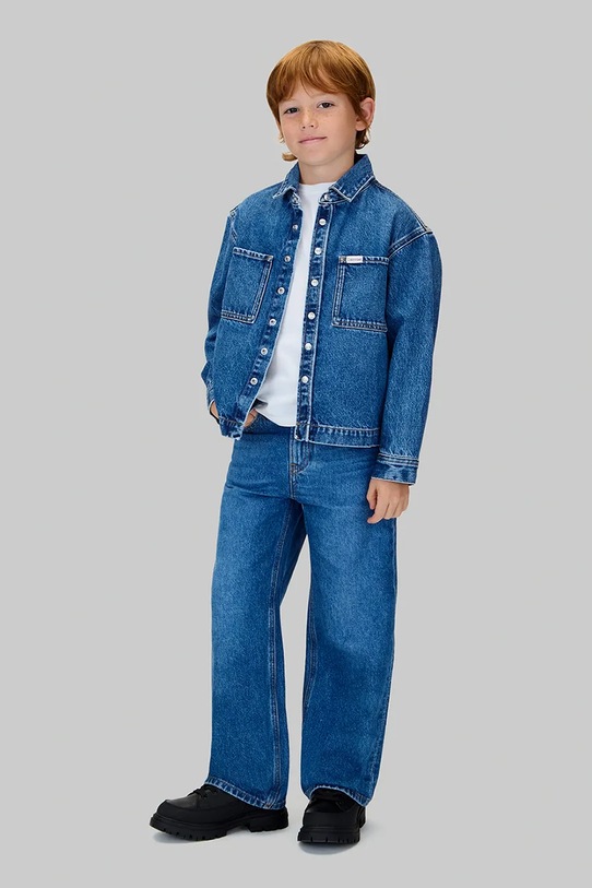 Дитяча бавовняна куртка Calvin Klein Jeans блакитний IB0IB02594.9BYA