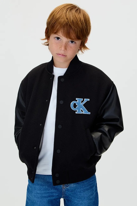 Дитяча куртка-бомбер Calvin Klein Jeans з підкладкою чорний IB0IB02567.9BYA