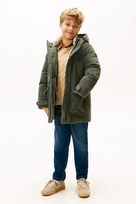 Tommy Hilfiger giacca in velluto a coste per bambini foderato verde KB0KB09890.9BYA