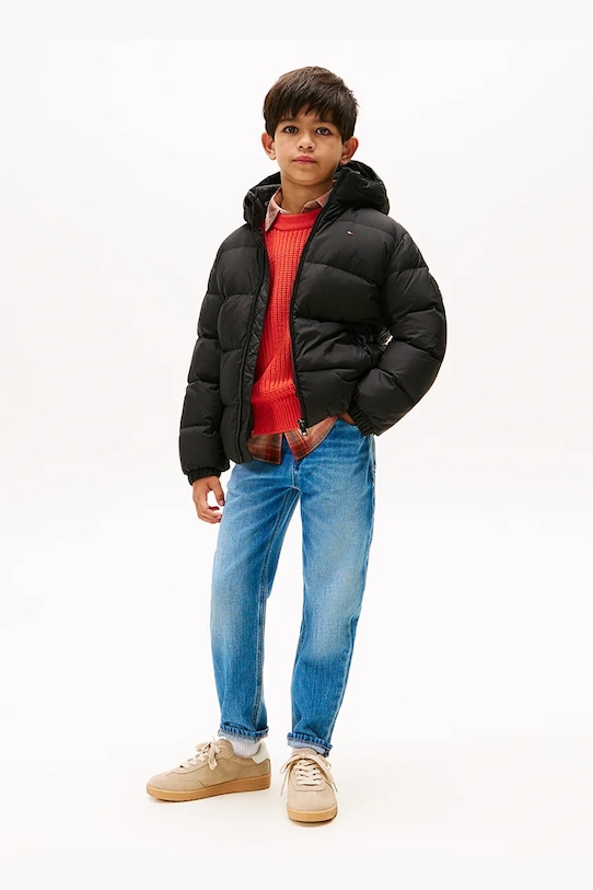 Детско пухено яке Tommy Hilfiger черен KB0KB10091.98.122.9BYA