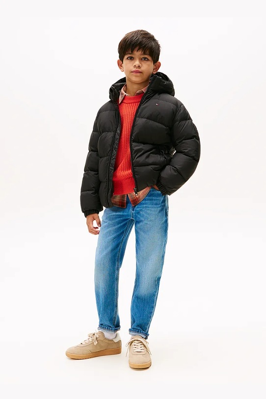 Παιδικό μπουφάν με πούπουλα Tommy Hilfiger μαύρο KB0KB10091.128.176.9BYA