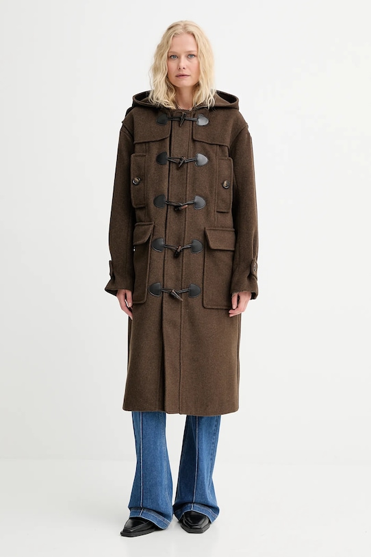 MUNTHE palton de lână LEVERNA cu captuseala maro 253154525341