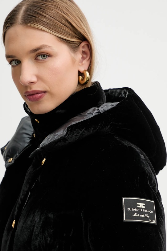 Zamatová bunda Elisabetta Franchi čierna PI82D56E2