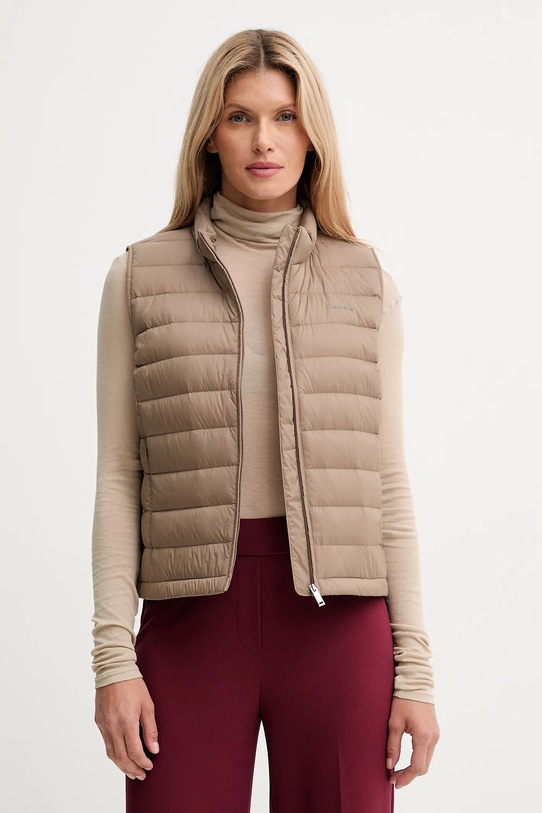 Calvin Klein vestă de puf necaptusit bej LV044C529G