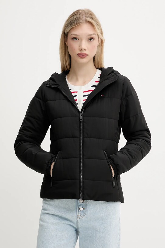 Tommy Jeans rövid kabát enyhén szigetelt fekete DW0DW20959