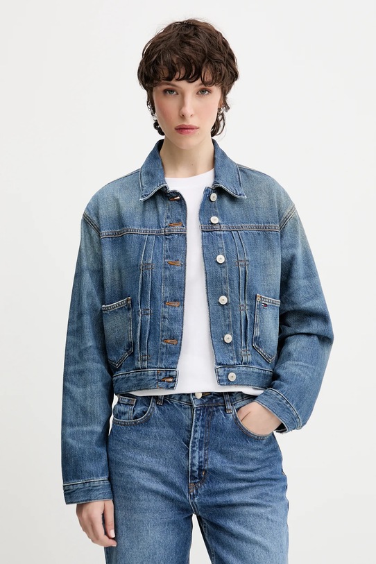 Odzież Tommy Jeans kurtka jeansowa DW0DW21061 niebieski