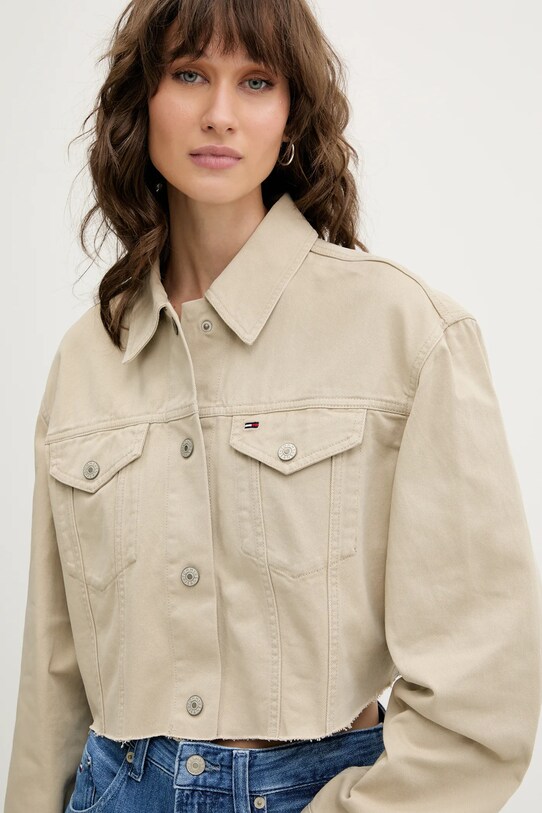 Džínová bunda Tommy Jeans béžová DW0DW21431