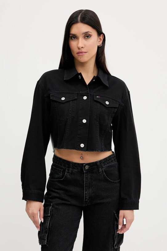 Odzież Tommy Jeans kurtka jeansowa DW0DW21431 czarny