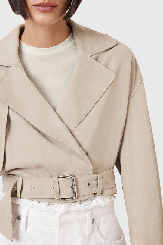 AllSaints kurtka zamszowa OPHELIA W054LC beżowy AW25