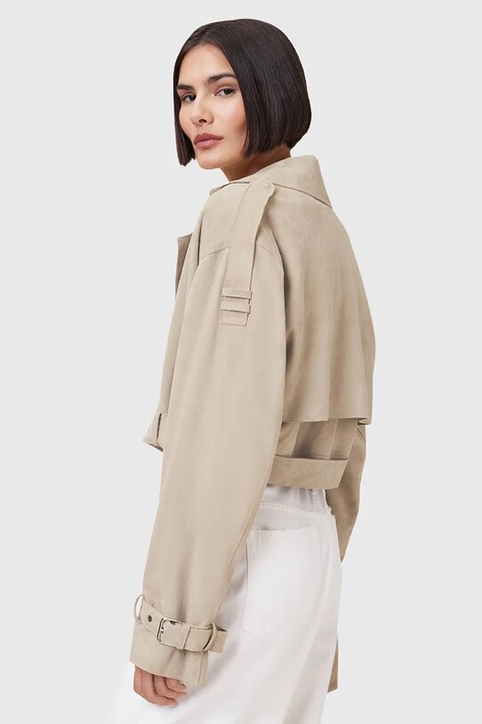 AllSaints kurtka zamszowa OPHELIA beżowy W054LC