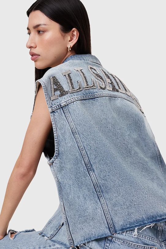 Džínová vesta AllSaints LAURA modrá W055OC