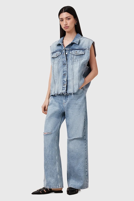 AllSaints vestă din denim LAURA W055OC