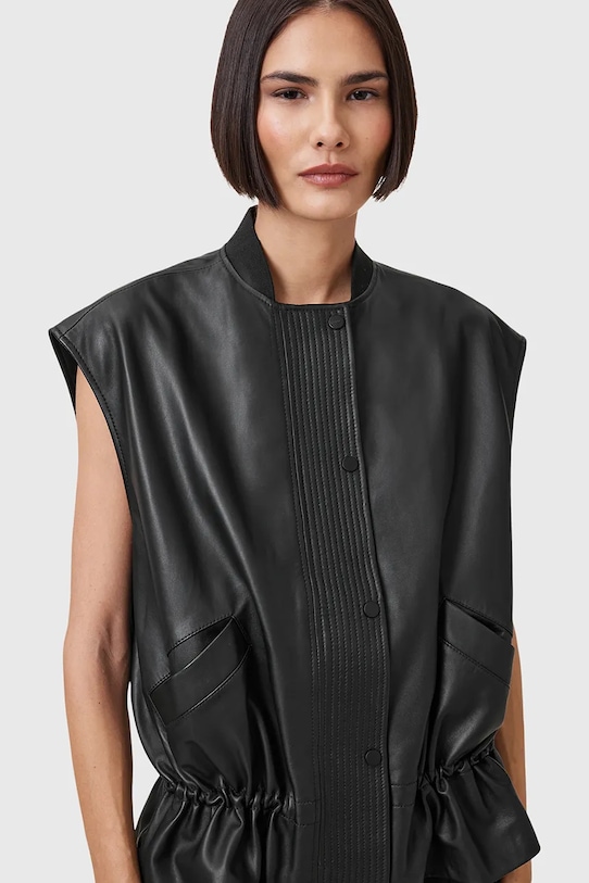 AllSaints bőr mellény SOFI W060LC fekete AW25