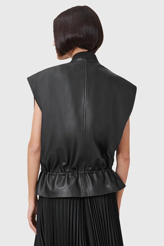 AllSaints vestă din piele SOFI W060LC negru