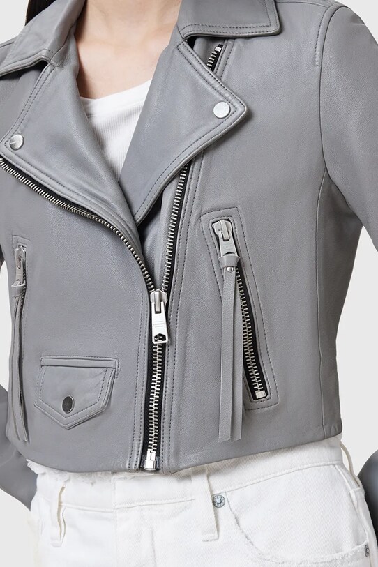 AllSaints kurtka skórzana ELORA W069LC szary AW25