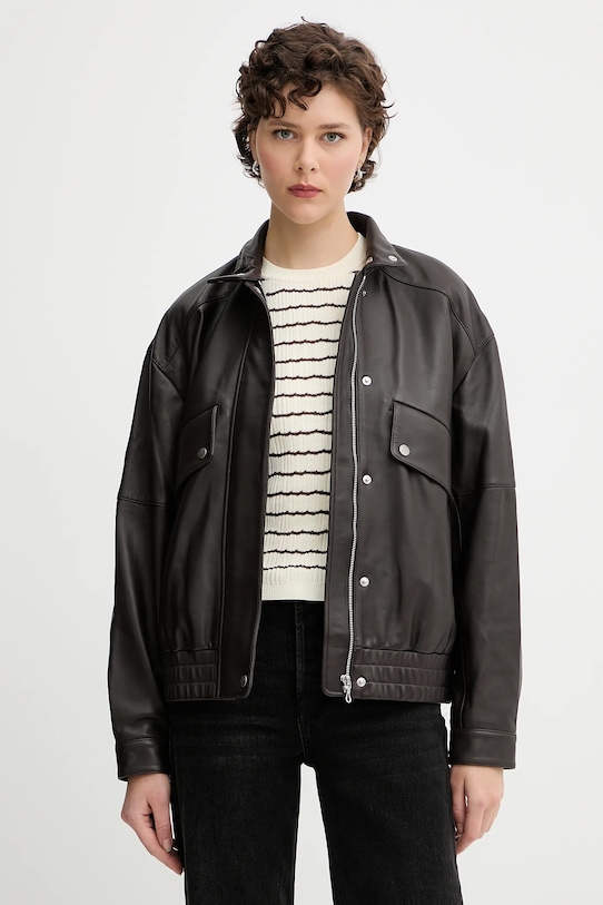 Rag & Bone kurtka skórzana nieocieplane brązowy WAW25P2000LT00