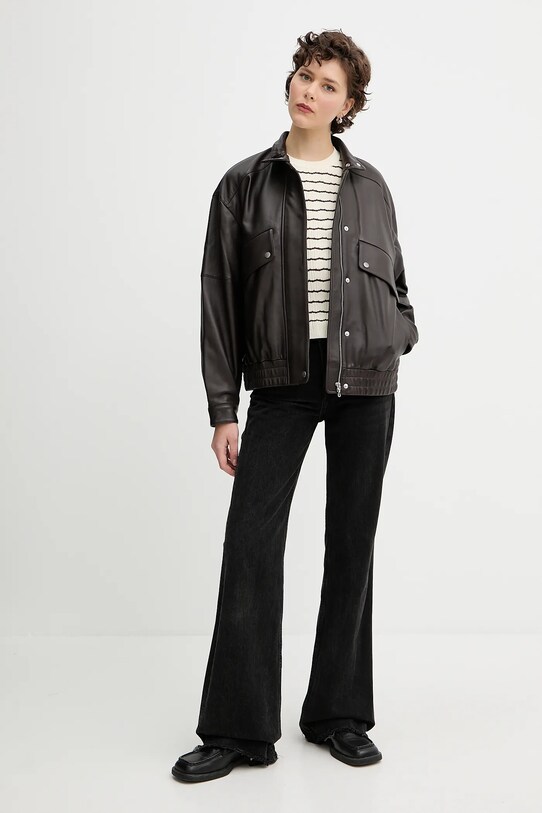 Rag & Bone geacă de piele WAW25P2000LT00 maro AW25