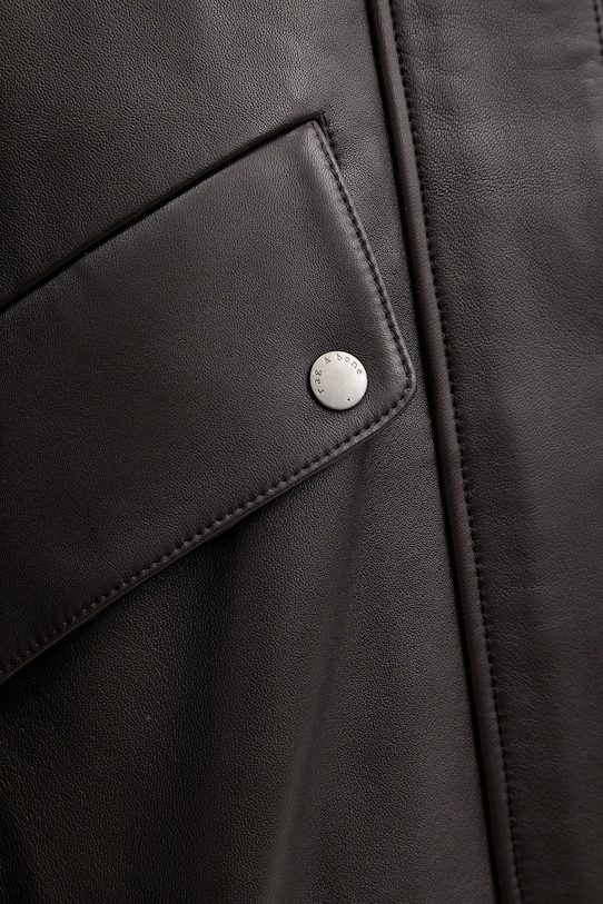 Rag & Bone kurtka skórzana WAW25P2000LT00 brązowy