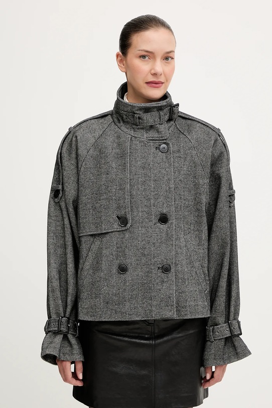 Пальто з вовною Gestuz oversize сірий 10910324