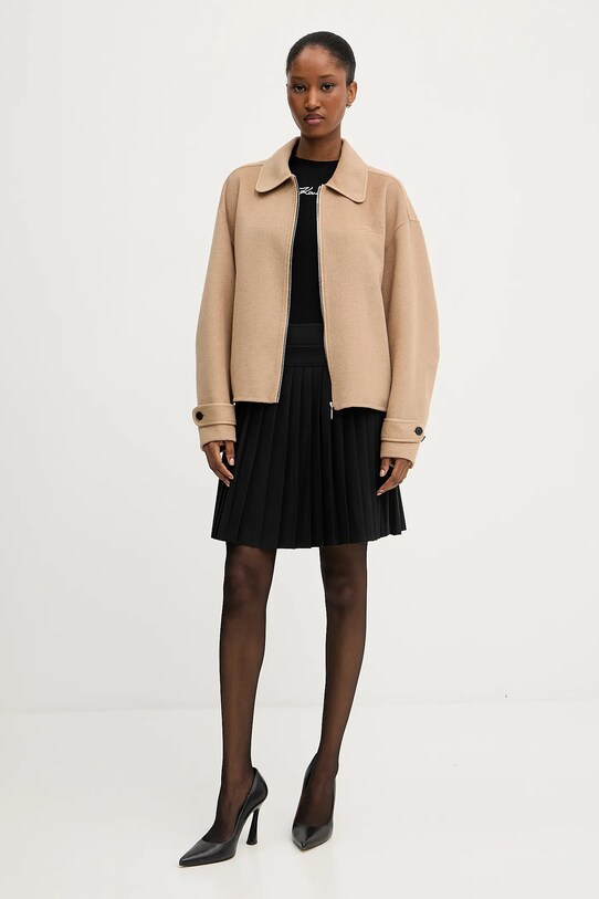 Шерстяная куртка-бомбер Karl Lagerfeld A3W15009 бежевый AW25
